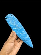 Large Turquoise Glass Arrowhead, Handmade Gemstone Spear Point, Tribal Art Decor picture