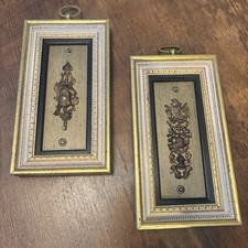 Set Of 2 Unusual Hand Made Metal Armor Art Piece -Framed picture