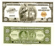 u Reproduction Dominican Republic 100 Pesos Oro 1956 SPECIMEN Pick #76s   1831R picture