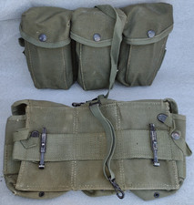 (1) GREEK TRIPLE MAG POUCH M1956 STYLE 20rd MAGS w/ ALICE CLIPS BANDOLEER picture