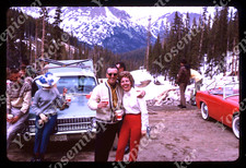 Sl88 Original Slide 1963 Kodachrome mountain parking lot cars men women 253a picture