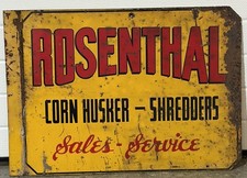 RARE Vintage Rosenthal Corn Husker-Shredders Dealer Metal  Sign with 2-Sides picture