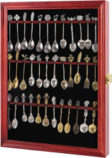 36 Souvenir Tea Spoon Display Case Collection Collector Rack Wall Mount Wooden W picture