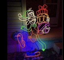 Disney 53.15-In Goofy Neon Decor Stacked Presents LED Lighted Outdoor Figure picture