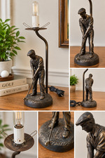 Vintage Golfer Table Lamp – Bronze Tone Golf Figurine Accent Lamp picture