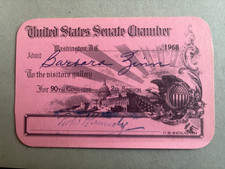 ROBERT F. KENNEDY Senate Visitor's Pass from 1968 RFK picture