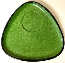 LEGENDWARE CERAMICS,SEDONA,AZ. PLATE,SAUCER,COOKIE,SNACK,GREEN,BLACK,VINTAGE 50s picture