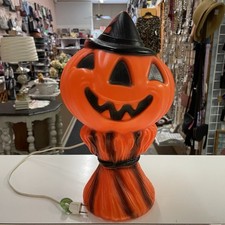 Empire Blow Mold Pumpkin Hat on Hay Stack JACK O' LANTERN USA 1969 Halloween Vtg picture