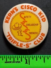 Vintage Kern's Cisco Kid Club Pinback Pin picture