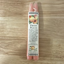 Vintage Yankee Candle Co. Fresh Peach Scented Pink 8in Taper Candles 2-Pack picture