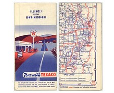 Vintage 1954 Illinois, Iowa & Missouri Road Map – Texaco picture