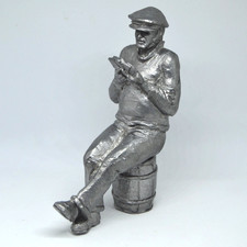 Michael Ricker Pewter Man on Barrel Playing Cards Statue Figurine 5