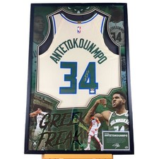 Giannis Antetokounmpo Signed & Framed Jersey - Authentic NBA Autograph - COA picture