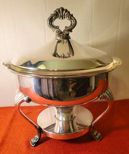 F.B. Rogers Silver Co Silver Plate Chafing Dish Warmer w/ Lid & Glass Insert picture