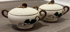 Vintage Metlox Pottery Poppytrail California Ivy Handpainted Sugar Bowl X2 W/lid picture