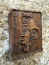 Pair of Vintage SyrocoWood Western Wagon Train Trinket Cigarette Boxes picture