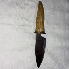 Antique hand forged, burled stag handle belt/small bowie knife, Marked 2 SS picture