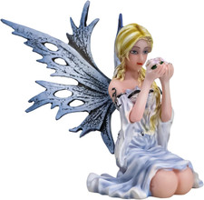 Ebros Winter Fairy with Frost Flake Wings Holding Spring Flowers Figurine Faery picture
