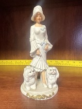 VINTAGE Capodimonte A Belcari Dear Studio Art Deco Lady with Pekingese picture