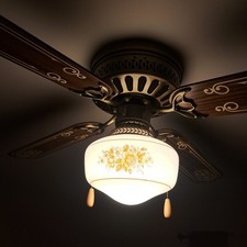 Vintage SMC Ceiling Fan Floral Design Glass Globe Light Shade Cover Model U42 picture