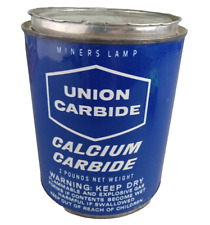 UNION CARBIDE Miners Lamp Calcium Carbide EMPTY 2 Pound Metal Tin Can with Lid picture