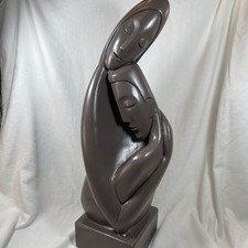 1960s Marwal Inc Couple Statue The Embrace by Brower MCM Chalkware Signed 24 in picture
