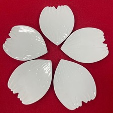 Hakusan Porcelain Cherry Blossom Petal Small Plates Set of 5 White Japan New use picture