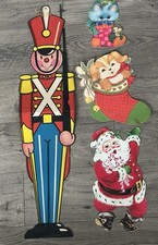 Vintage Die-Cut Christmas Beistle Soldier And Santa And Others Lot Of 4 picture