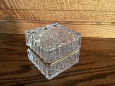 Vintage Westminster Baccarat Style Lead Crystal Glass Hinged Trinket Box picture