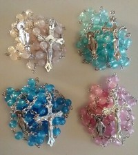 Catholic Rosary Lot of 4 x Glow in the Dark with Blue Purple Pink Aqua Plastic picture