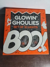 Vintage Halloween Glowin’ Ghoulies Box of Ghost String of Lights Set of 10 picture