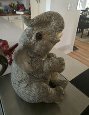 Vintage 1992 UDC Stone Critters  Elephant Bank Heavy Textured Resin Glass Eyes picture