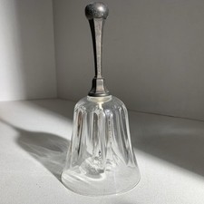 Vintage Leonard Clear Crystal Glass Silver-Plate Handle Dinner Bell Italy picture