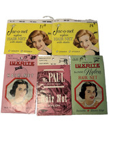 Vintage Hair Net Lot 5 Packs Jac-O-Net Luxrite Mr Paul Nylon Retro NOS picture