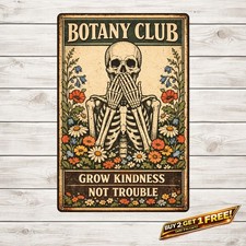 Funny Skull Gardening Sign Murder Is Wrong Retro Gothic Metal Tin Plaque picture