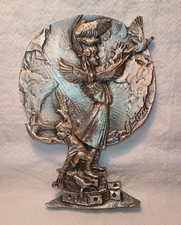 Vintage G. W. George Lundeen Earth Girl Boy Figure Bird Pewter Art Figurine picture