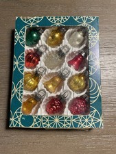 Vintage Eckartina 12 Mini Glass Christmas Ornaments West Germany Original Box picture