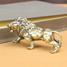 1Pc Brass Lion Male Lion Statue Decoration Animal Toys Home Office Decoration~ picture