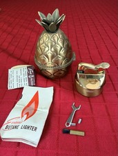 Vtg EVANS Brass Pineapple Table Lighter UNUSED New Old Stock Complete W/ Tools picture