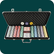 500 Pcs. Laser Poker Chip Set 13 Gram Clay Composite - Sleek Black Aluminum Case picture