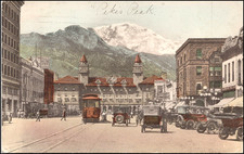 Pike's Peak Ave & Antlers Hotel, Colorado Springs, Colo., 1924--Postcard Y792 picture