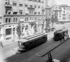 Street scene and trolley cars ca 1910-1925 Historic Old Photograph picture