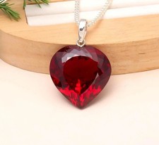 26 Ct Natural Burmese Red Ruby Heart Cut 925 Silver Pendant IGL Gemstone 6LHR picture