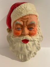 VTG 1940s 1950s Paper Mache Large Santa Claus Head Wall Hanging Christmas Decor picture