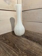 FTD 1981 Milk Glass Vase Floral Decor Vine Pattern 9” picture