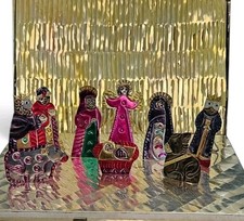 VTG Tirso Cuevas Mexican Folk Art Punched Tin Nativity Box Nacimiento 10.5 x 7.5 picture