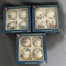 VTG 90s Disney Mickey Mouse Krebs Glass Christmas Ornaments Lot 12 Boxed USA MFG picture