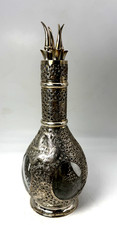 Antique  Chinese Dragon Adorned Sterling Silver Overlay (4) Chamber Decanter picture
