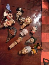 Vtg Antique Porcelain Ceramic Wine Bottle Stopper Cork Fedora Man L1 picture