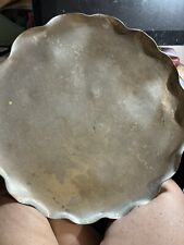 Very Large Vintage Hammered & Stamped Aluminum Round Platter Tray 17 in picture